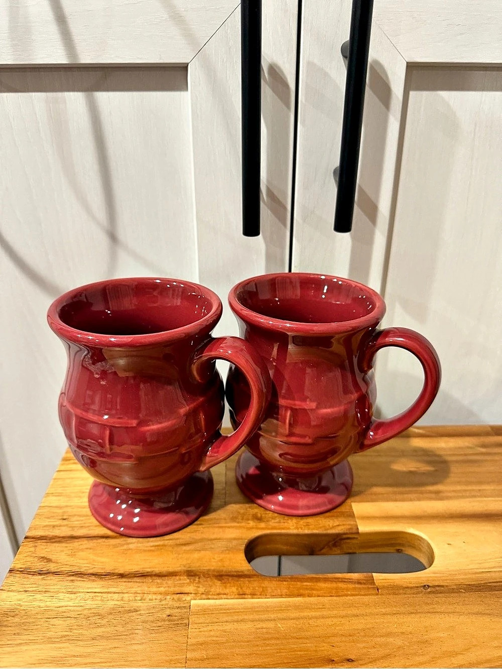Longaberger paprika Pedestal Mug Red Set of 2